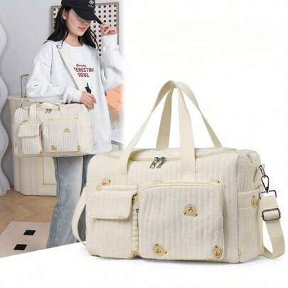 2025新款高品质波士顿风格韩版孕妇手提包大容量刺绣多功能孕妇旅行托特包单肩包