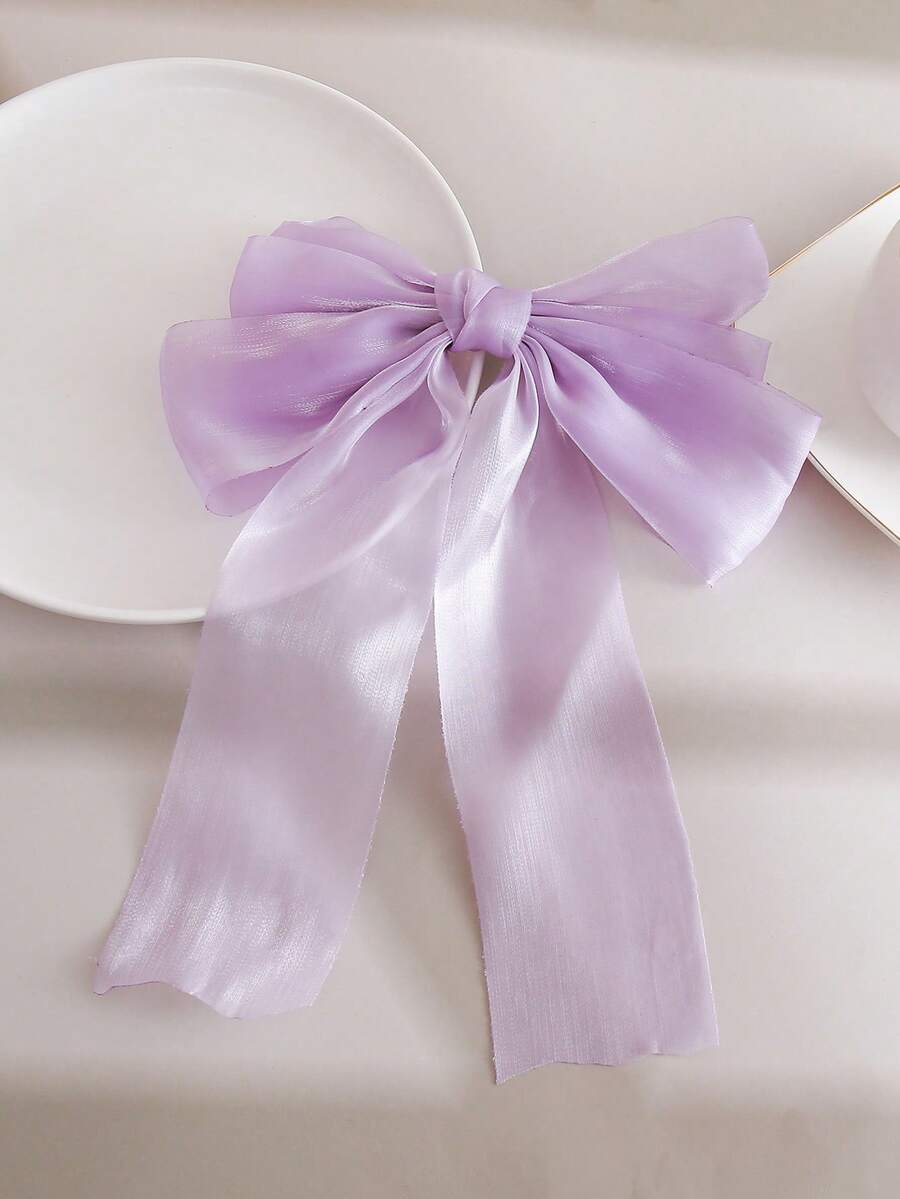 1个优雅柔粉色公主网纱大蝴蝶结波浪丝带弹簧发夹，女性化精致发饰，适合春季，爪夹，发爪，发夹，发卡，发夹，学生用品，蝴蝶结配饰，蝴蝶结，可爱，发饰，情人节配饰，头部配饰，发夹，夏季，节日，旅行