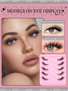 5 Pairs Cat Eye Black Line Russian Curl Natural Cross Eyelash Increase Eye Visual Size Suitable For Daily And Date Makeup Essentialeyelashes, Eyelash Extension