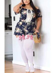 Women Plus Size Bow Thigh Highs Stockings Opaque Over The Knee Socks For Valentine's Day Dress Daily Favors - trắng - Xem 6