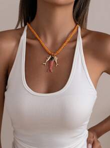 3 Stücke/1 Stück Boho Stil Halsketten Set für Frauen, Meereslebens-Charms mit Fisch, Sonne, Krabbenpendants an geflochtener Kette, mehrschichtige Gestaltung, modische Halskette für den Sommer
