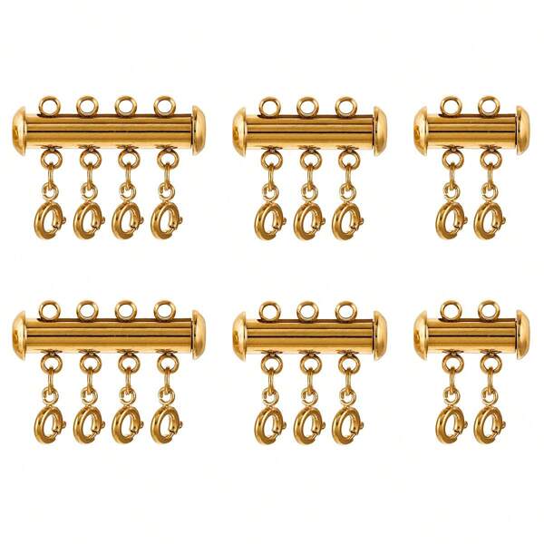 1Pc Stainless Steel Layered Bracelet Multi Strands Slide Lock Clasp Bracelet Necklace Connecter With Jump Rings Spring Ring Clasps Tube Clasps For Necklace Jewelry Making