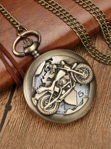 1 Stück Taschenuhr im Retrostil mit Klappdeckel, mechanisch, Halskette, Vintage europäischer Stil, geeignet für Männer und Frauen, Geschenkidee zum Geburtstag, für den Schulbeginn
