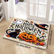 1pc Halloween Rug, Faux Sheepskin Backed With TPR, Soft, Durable And Machine Washable Floor Covering For Entrances, Doorways, Indoor, Suitable For Living Room, Bathroom, Bedroom, Gaming Room, Laundry, Dorm Decor, Stain Resistant - Multicolor - View 24