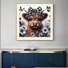 SHICERNHJ Cow 5D Diamond Painting,DIY Highland Cow Diamond Art Kits Round Paint By Diamonds For Adults Beginners,Full Drill Gem Art Kit For Adults Art And Crafts Home Wall Decor 14 X 14inch - 白色 - 查看 3
