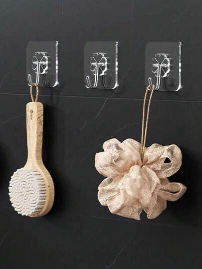 20/10/1 pieza Ganchos adhesivos transparentes, estante de almacenamiento colgante multifuncional, adecuado para pared, puerta y gabinete del hogar