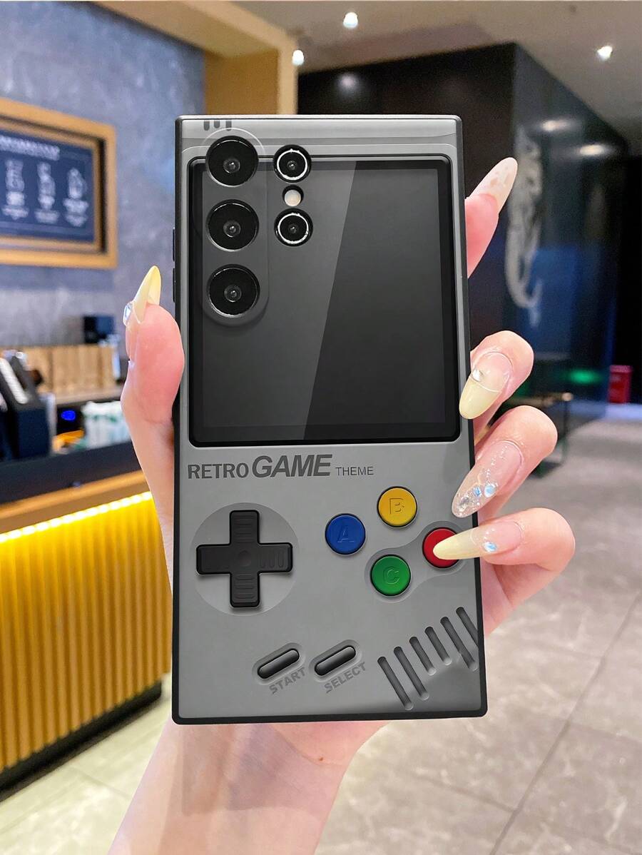 Funda de teléfono compatible con consola de juegos retro para Galaxy S25 Ultra/S24 Ultra/S23 Ultra, 16/15/14/13/12/11 Pro Max, OPPO, Realme, Infinix, diseño suave y resistente a los golpes de TPU, cobertura completa de la lente para S24/S25 5G, funda de teléfono con estilo para S25 Plus/S24 Plus, regalo para hombres y mujeres