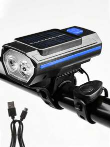 X-TIGER 太阳能自行车灯套装带喇叭，120dB 可充电，适用于山地车和公路车，前灯手电筒带尾灯 - 彩色 - 查看 12