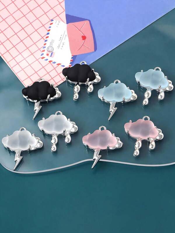 3/5/10pcs Cloud & Rain Drop Charms, Cloud & Lightning Pendant DIY Alloy Beads Decoration, Suitable For Craft Accessories Making