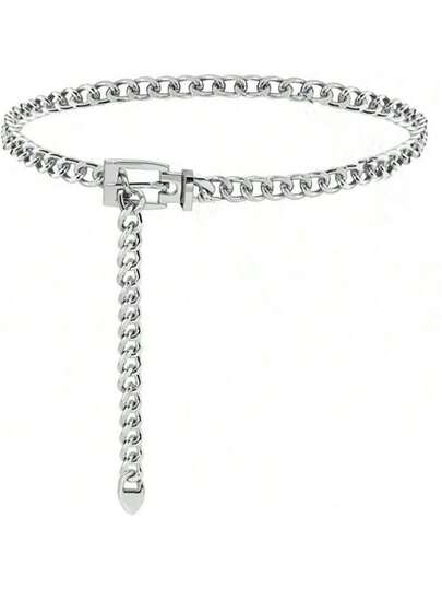 大码女士金属粗链腰带，时尚配饰，可搭配连衣裙、衬衫，适合夏季、秋季、万圣节等场合，打造宽松腰身造型。