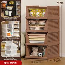 Collapsible & Stackable Storage Basket Plastic Drawers Foldable Closet Organizers Wardrobe Organizer Storage Box Closet Dividers & Shelf Inserts For Wardrobe Wardrobe Drawer Units Layered Partition Storage Rack Shelf For Cupboard Kitchen Bathroom, Back To School - Multicolor - View 16