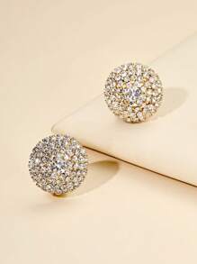 1 Pair Fashionable New Round Crystal Earrings For Women, Versatile For Daily Casual Wear