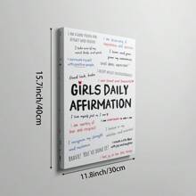 1pc Daily Affirmations Wall Art Picture Prints Canvas Paintings Girls Affirmation Poster Positive Quote Decor For Bedroom,Living Room,Teen Girl Room Decor No Framed