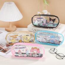 Sanrio Sanrio Hello Kitty, My Melody, Kuromi, Cinnamoroll, Pompom Purin Cartoon Pencil Case, Transparent Student Stationery Bag, PVC Cosmetic Bag, Cute School Office Supplies, Party Favor Gift,School Supplies,Back To School