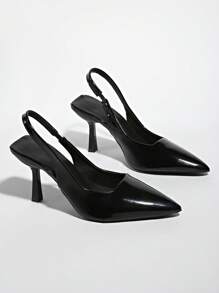 Zapatos de fiesta de moda de tacón alto delgado de 3.3 pulgadas de cuero patentado para adolescentes, nueva llegada 2026 - Negro - Ver 7