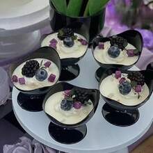 黑色/白色甜品杯，冰淇淋杯，慕斯杯，布丁杯，可重复使用的塑料特殊形状甜品杯，适用于甜品店，生日派对，婚礼和咖啡馆 - 彩色 - 查看 4