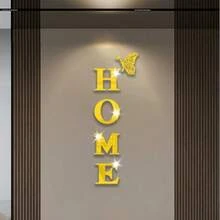 Pegatina de pared de espejo acrílico 3D "HOME" para decoración - Multicolor - Ver 6