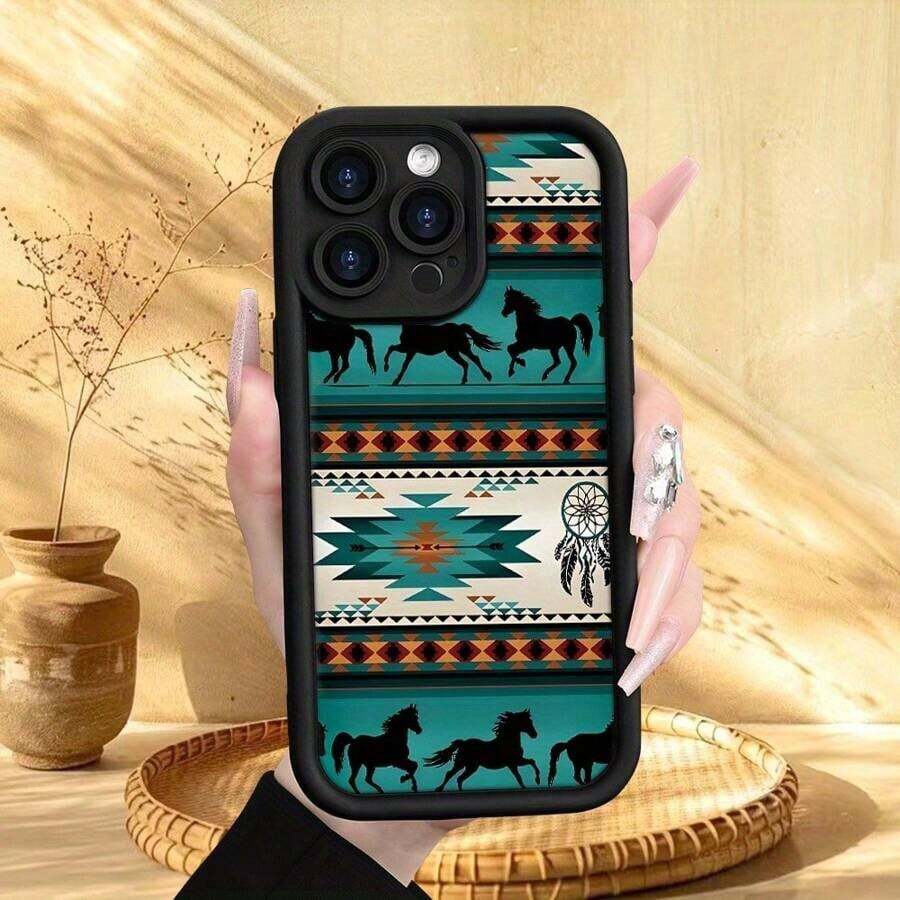 Funda de silicona para phone 11, 12, 13, 14, 15, 16 Plus Pro Promax XS/X S22 S23 S24 S25, diseño elegante y moderno, estampado de camuflaje, estampado de camuflaje - Negro - Ver 1