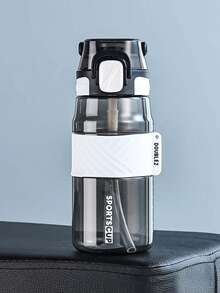 1个1000毫升/800毫升/600毫升户外运动便携水瓶，带吸管，耐用，绿色，带安全盖和提手，适合日常通勤、户外露营、办公、户外活动、万圣节、圣诞节和新年礼物 - 彩色 - 查看 10