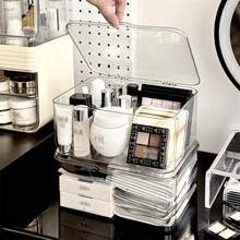 1 件 9 英寸透明化妆品收纳盒，带防尘盖，浴室面膜收纳盒，发饰收纳盒，宿舍桌面文具盒，大容量/透明/耐用塑料/多用途/防尘