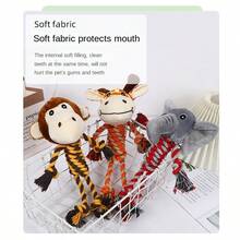 1 pieza Muñeco de peluche con cuerda para mascotas, muñeco de perro con forma de animal de dibujos animados resistente a mordeduras, artículo de alivio del aburrimiento para autoactividad, solo para uso de mascotas