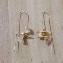 1 Pair Vintage Minimalist Spiral Asymmetrical Design Earrings, Suitable For Women's Daily Wear And Gift-Giving, All Seasons - Yellow Gold - View 4