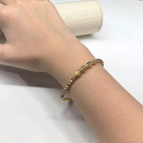 1 Stück asymmetrisches goldfarbenes Perlen Armband, minimalistisch, als Hochzeits- oder Jahrestags-Geschenk