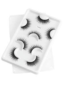 Happy Butterfly 4 对假睫毛 猫眼睫毛 纤细自然仿貂毛睫毛 4 对装 轻盈浓密短款假睫毛 多包装