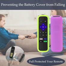 2Pack Silicone Protective Remote Case For  Roku Hisense Roku Controller Sleeve Universal For Roku Express 4K+ 2021 Roku Streaming Stick+ Remote Cover With Lanyards Glow GreenandGlow Purple - GlowYellow&GlowPurple - Xem 5