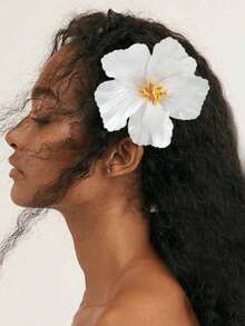 1/7件装夏威夷花朵发夹，女士芙蓉花和莲花发夹，时尚人造花发夹，夏季假日海滩派对发饰，波西米亚风格，女士发饰，海滩拍照道具，情人节礼物，发爪，发夹，头部饰品，发卡 - 彩色 - 查看 4