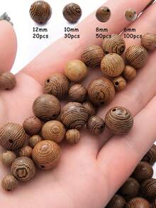 Wooden Beads Crafts Brown Round Beads, Wooden Spacer Beads Loose Craft Beads For Making Bracelet Necklace Jewelry - Brown - View 3