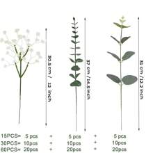 15/30/60 Pcs 3 Kinds Babys Breath Mixed Eucalyptus Leaves Artificial Flowers For Wedding Vase Bouquet Floral Arrangement Decor Gifts Birthday Graduation,Fake Plants