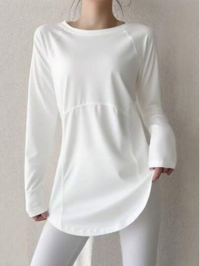 女士健身瑜伽上衣，速干运动衫，适合跑步、健身房锻炼，弹力压缩打底衫