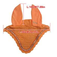 TGW RIDING Bonete para orejas de caballo con adornos de strass, bonete de orejas completo hecho a mano a ganchillo para caballos - Blanco - Ver 3