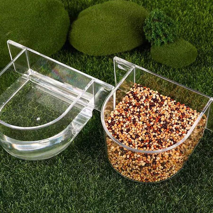 2Pcs Bird Food Bowl, Small Bowls For Cage, Bowl Food Tray Sturdy For Conures Budgie Feeding And Watering Rabbits, Hamsters And Other Small Animals, Bird Cage Feeder,Pink White.
