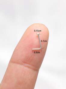 6 件 925 纯银鼻环耳钉 L 形鼻环 1.5 毫米透明水晶 男女适用 24 克