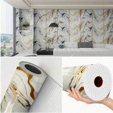 1 卷自粘大理石壁纸 - 可拆卸和可重复使用的背衬，尺寸：118.11 英寸/93.7 英寸，绿色带金色纹理 - 奢华的大理石外观，非常适合厨房、浴室、客厅装饰 - 易于安装和拆除痕迹 - 适用于 DIY 和专业项目、浴室墙面装饰、奢华外观、加厚复制品、墙面覆盖物、优雅的设计、耐用材料、装饰膜、室内使用 - 彩色 - 查看 8