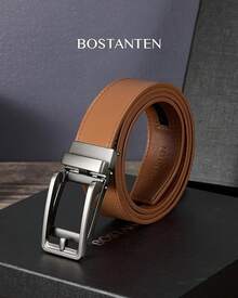 BOSTANTEN Belt Men Leather Reversible Belts Men 1 3/8 Casual Dress Pants, Two-In-One Belt - 007-淺棕色 - 查看 5