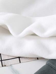 Tween Boy Cartoon Graphic Warm Crew Neck Sweatshirt And Pants Set - White - View 5