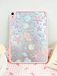 1个透明亚克力粉色边框海星贝壳图案平板保护壳，兼容iPad Mini 6/Mini 7/Air 1/Air 2/9.7/10.2/10.5/Air 4/Air 5/10.9/Pro 11/第十代/Air 11英寸(M2)-2024/Pro 11英寸(M4)-2024/iPad Air 11英寸(M3) 2025/iPad (A16) 11英寸第十一代 2025。高透明度亚克力后盖，亚克力平板电脑保护壳，单层外壳，不带笔槽。 - 粉色 - 查看 5