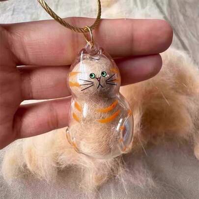 透明猫毛收纳盒挂饰扭蛋猫毛收纳胶囊扭蛋袋挂件钥匙扣挂件收纳