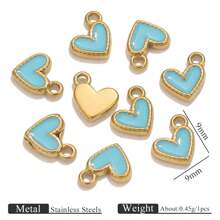 1/5 Stück 304 Edelstahl 18k Vergoldete Emaille-Öltropfen Herz Anhänger, Edelstahl-Charms für Damen, zum Selbermachen von Armbändern, Halsketten und DIY-Schmuckzubehör-Anhängern