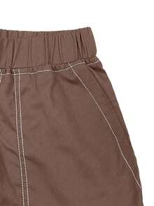 1 件春夏男士多口袋纯色修身工装裤，休闲海滩度假宽松裤，日常通勤运动训练跑步户外徒步健身房健身慢跑直筒裤，时尚街头风格 - 棕色 - 查看 5