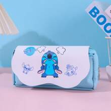 Disney Disney Cute Stitch Cartoon Pencil Bag, Stitch Pencil Bag Stationery Box, Pencil Case, Double Layer Pencil Bag Cloud Design, Practical And Stylish, Pencil Case > Back To School
