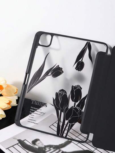 1 件透明亚克力三折支架带笔槽，彩色边框软边全覆盖亚克力后盖，睡眠/唤醒平板电脑保护套，兼容 iPad Mini6/Mini7/Air1/Air2/9.7/10.2/10.5/Air4/Air5/10.9/Pro11/10th/Air 11 英寸 (M2)-2024/Pro 11 英寸 (M4)-2024/iPad Air 11 英寸 (M3) 2025/iPad (A16) 11 英寸第 11 代 2025 苹果机型。不含手写笔，部分型号带镜框。