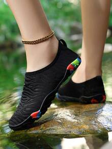 女士户外涉水鞋,速干沙滩鞋,防滑,适合海滩漫步、游泳、钓鱼,轻便透气,女士拖鞋 - 707黑色 - 查看 7