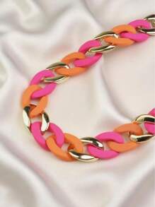 Collier chaîne à grosse boucle Dopamine Colorblock, style estival, idéal pour le quotidien et la plage.