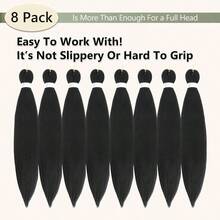 M Braiding Hair 14 Inch 8 Packs Braiding Hair Pre Stretched Extension Pre Stretched Profional Synthetic Hair For Braiding Crochet Twist Braids Soft Yaki Texture 14" 1B8P 7001 - 1b - Xem 2