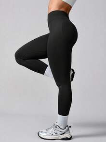NcmRyu 1pc Fashion Women's Elastic Sports Long Pants - Black - View 7