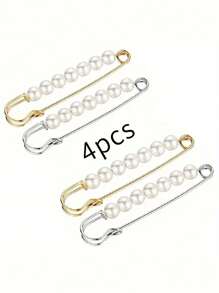 5pcs Golden Vintage Brooch Pin Set, Adjustable Waist Safety Pins, For Dresses And Jeans Clothing Decoration Dress Accessories Pin For Clothes Bag Charm School